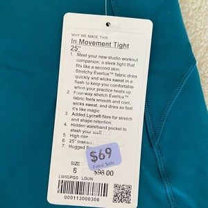 Lululemon teal unique size 8 pants
